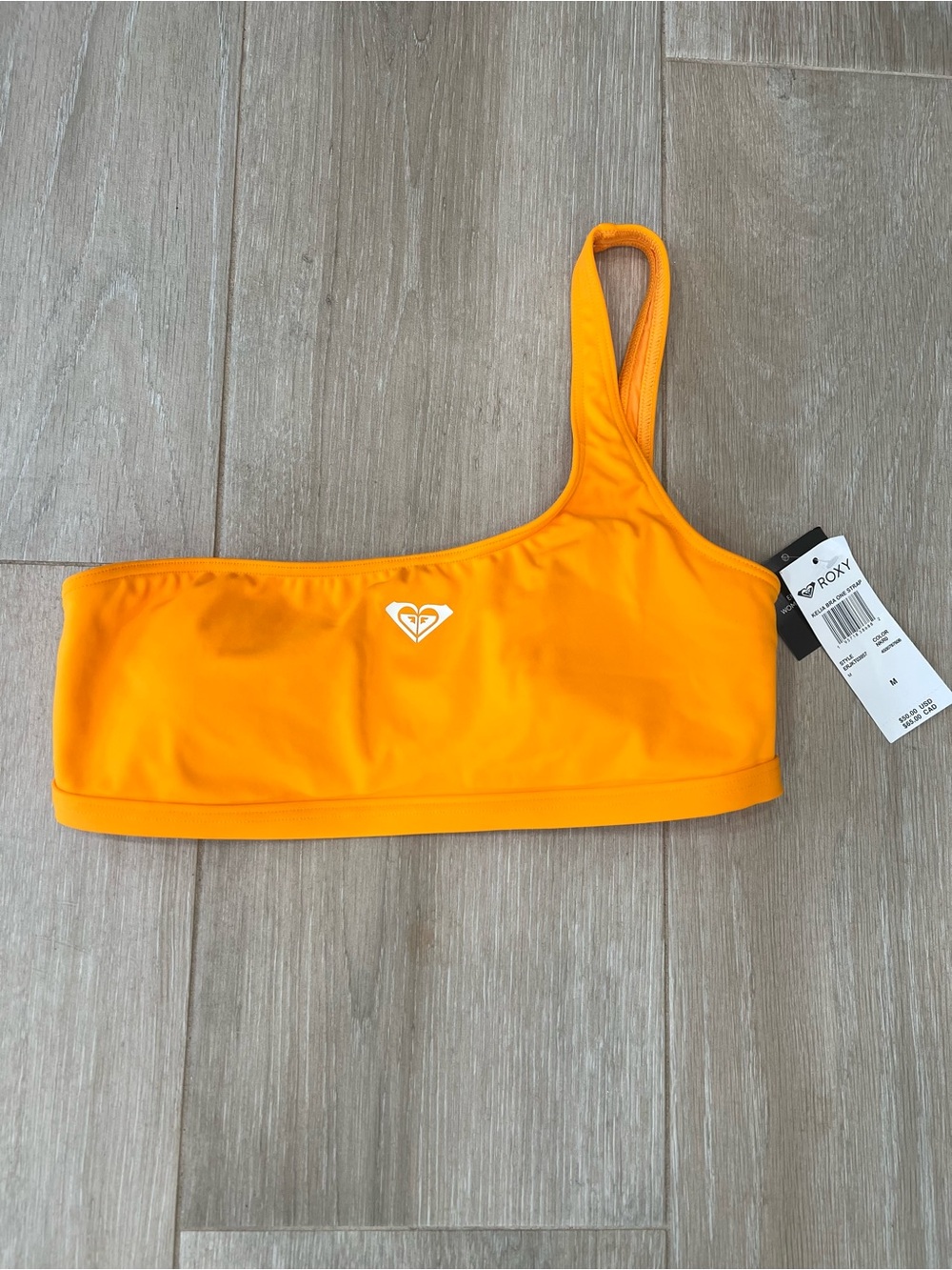 Kelia Roxy One-Shoulder Bikini Top - Bright Orange, size medium. BNWT